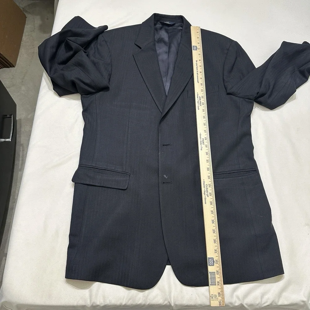 Brooks Brothers 346 Blazer 42L Navy Wool Stretch Herringbone 2 Button Sport Coat